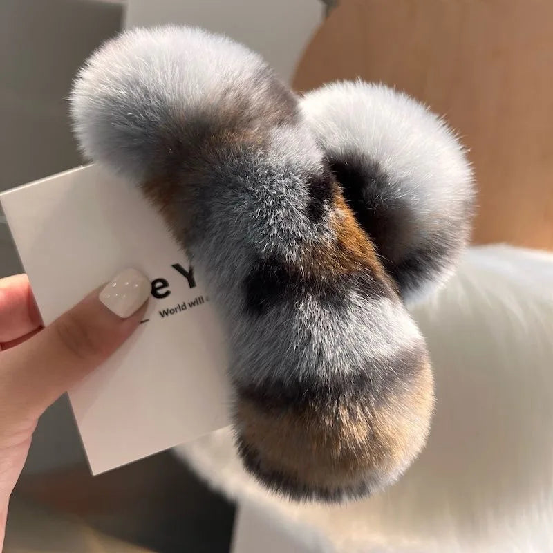 Winter Oversized Faux Fur Big Crab Hair Clip Cute Plush Ponytail For Women