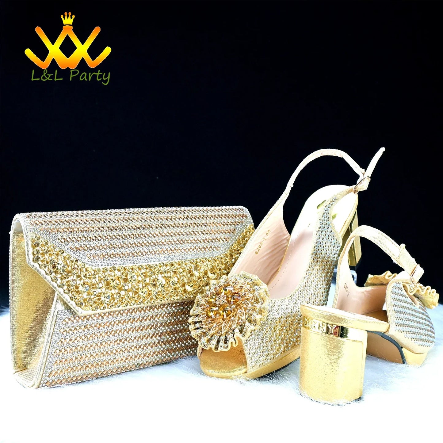 2025 Special New Arrivals Italian Women Shoes and Bag to Match in Green Color with Platform Shinning Crystal Sandal for Wedding
