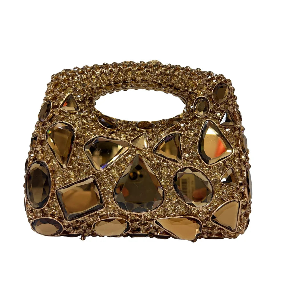 Women's Gold Crystal Clutch Purse