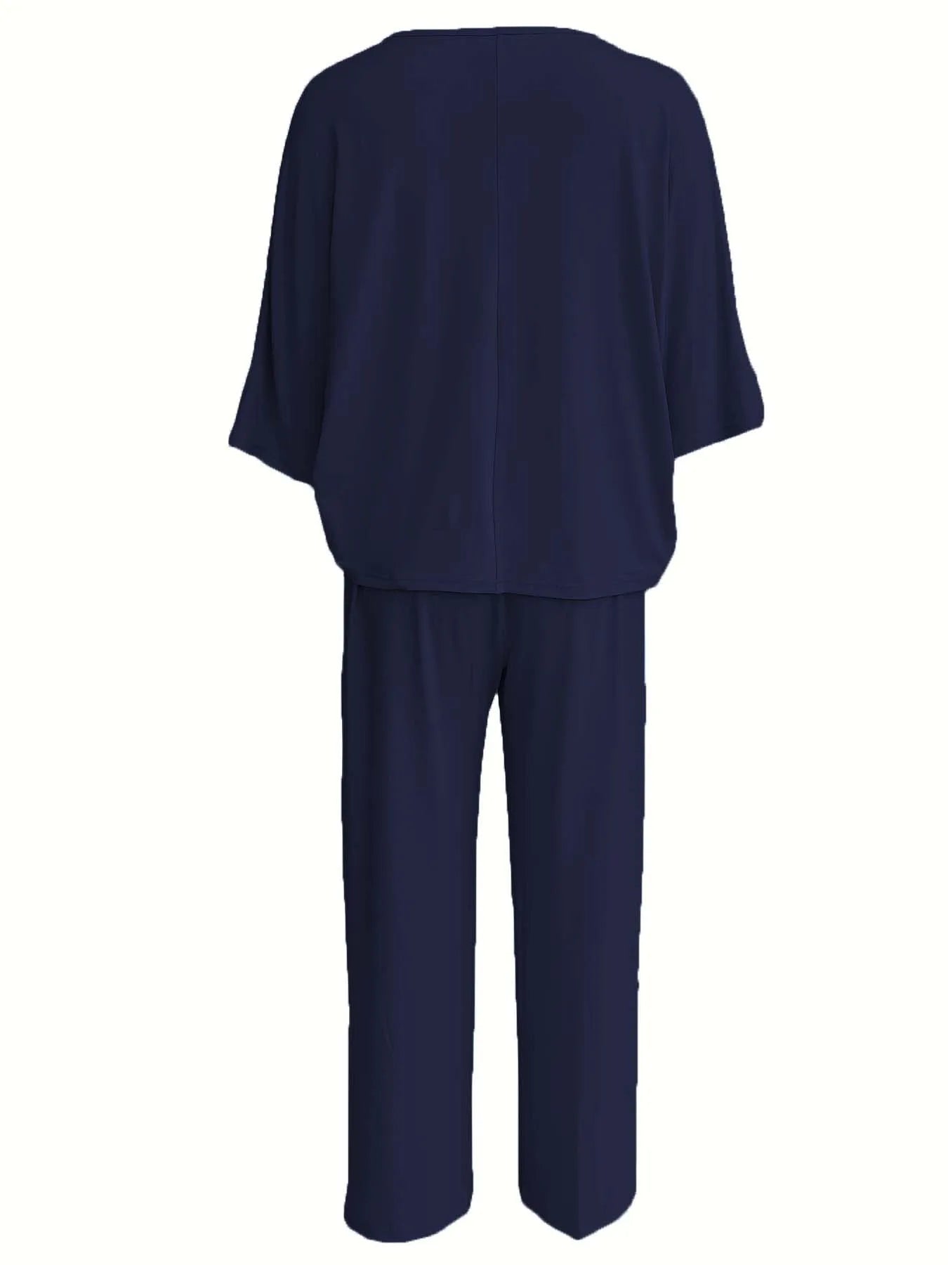 Cross border Europe and America 2025V collar bat sleeve casual loose wide leg pants set for women
