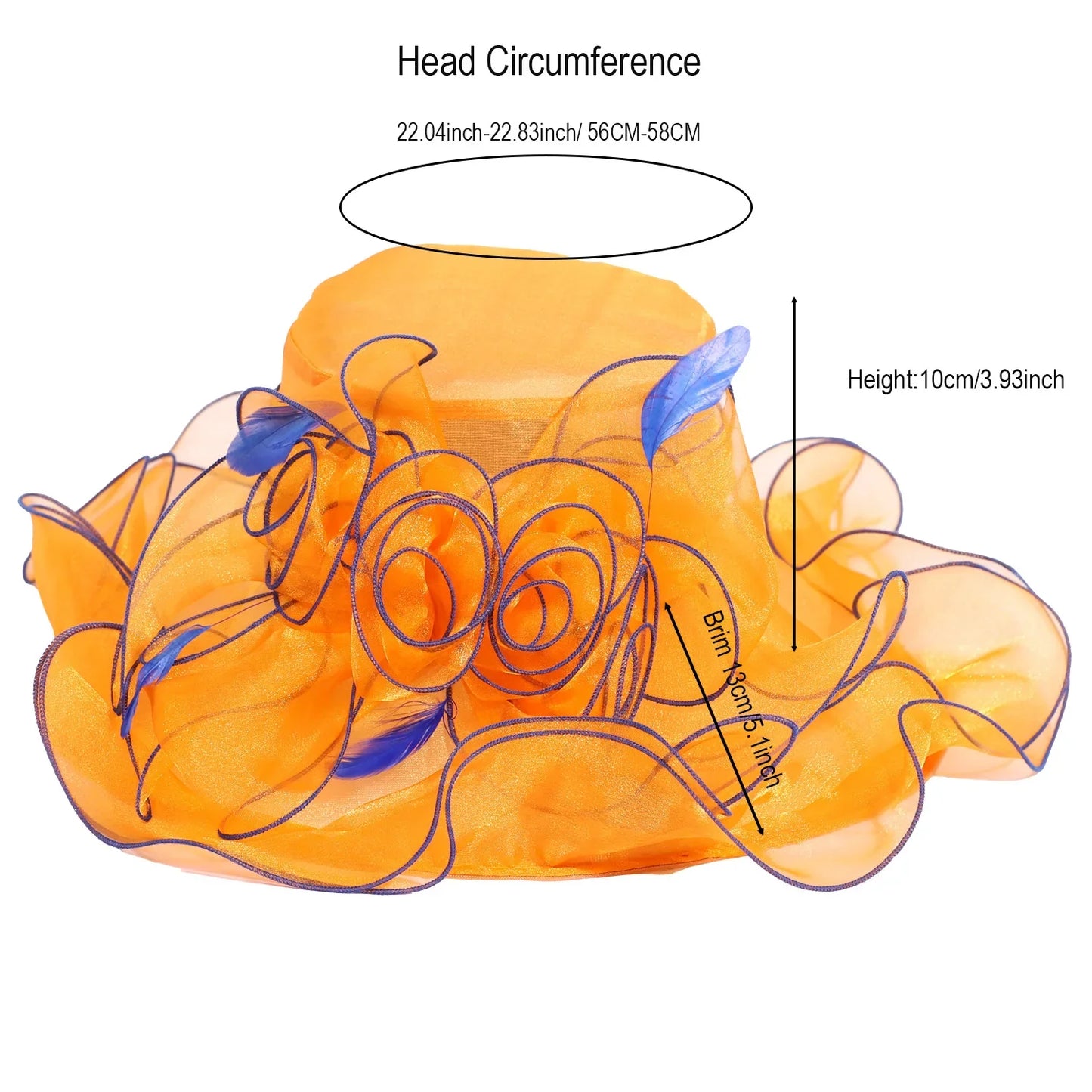 Women's Fascinators Organza Sun Hats Wide Brim Wedding Bride Tea Party Church Fedoras Hat