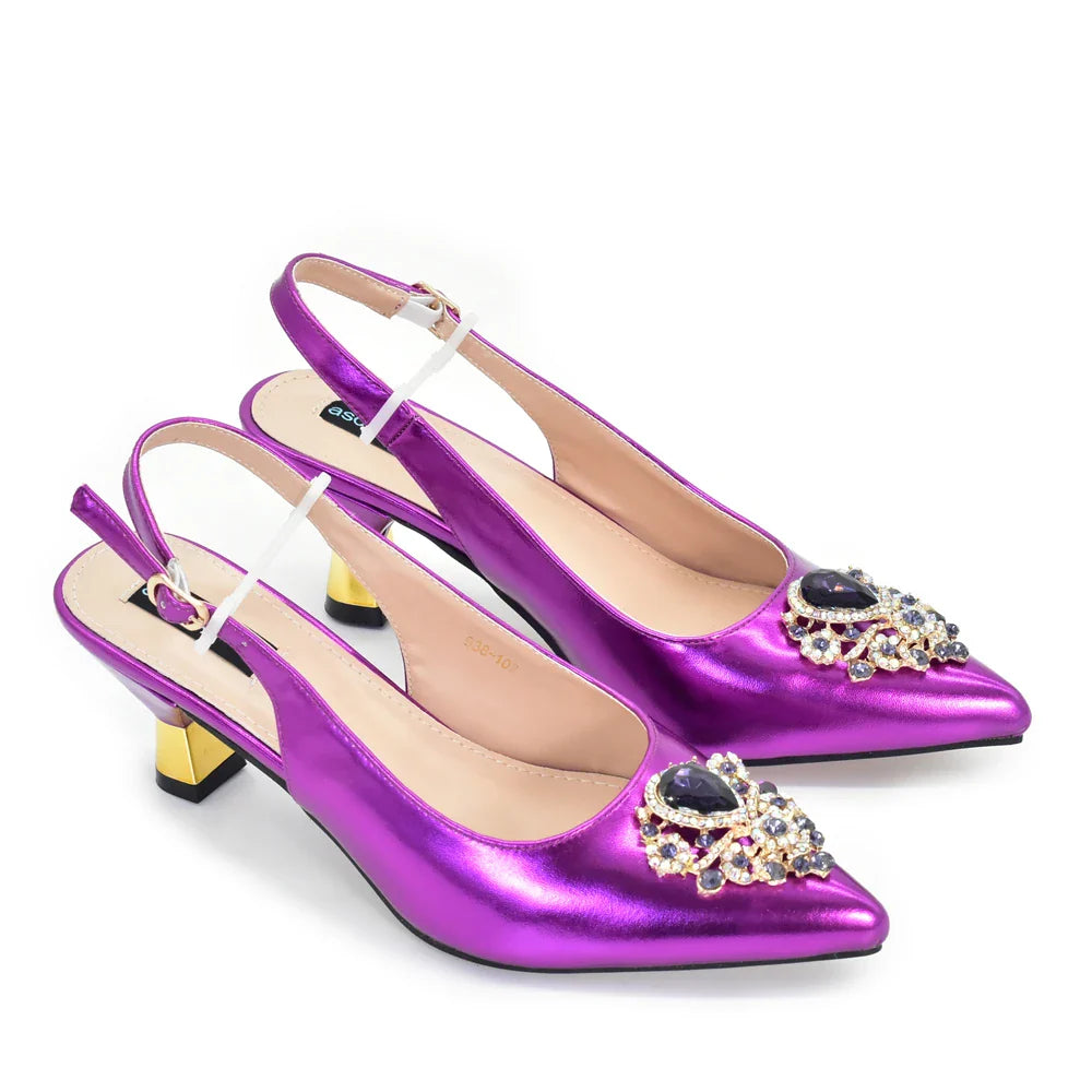 Fashion African Matching Shoes and Bags for Party Nigerian Women Nigerian Italian Shoes and Bags Set Decorated with Rhinestone