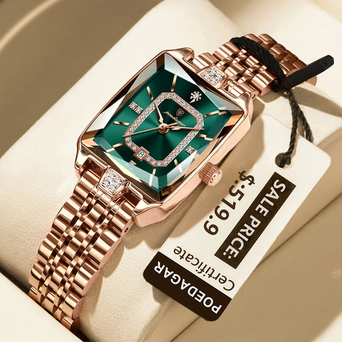 POEDAGAR Luxury Elegant Watch For Woman Date Waterproof Rectangle Ladies Watch Stainless Steel Quartz Women Watches Female Reloj