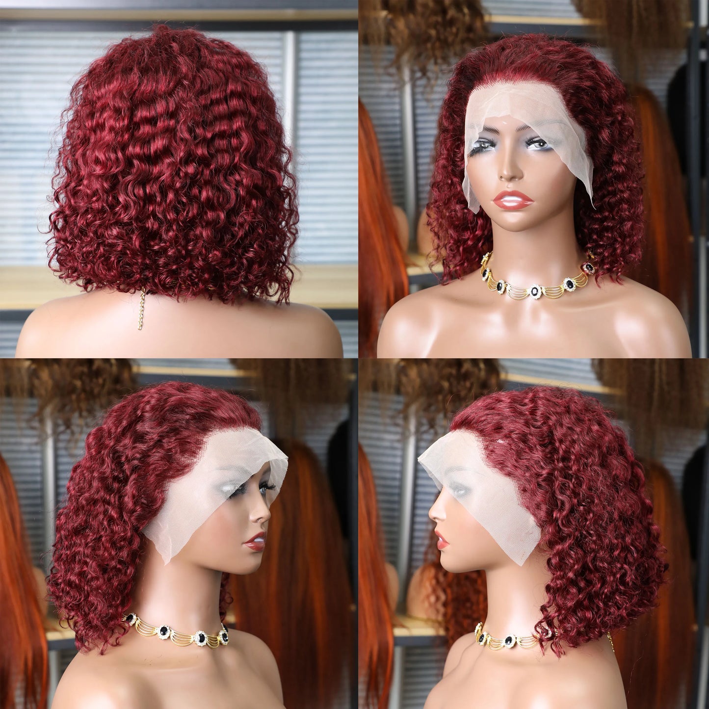 99J Burgundy Color 14Inch Water Wave 13x4 Bob Wig For Women Brazilian Pre Plucked Transparent Lace Human Hair Bob Wigs