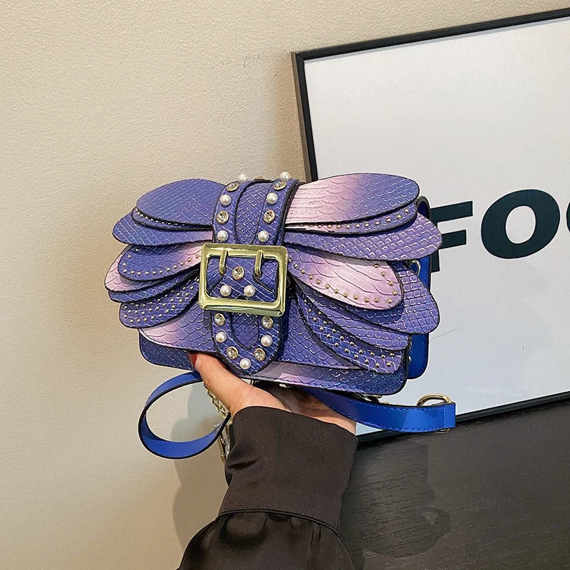 2024 New Handmade Rivet Butterfly Wing Crossbody Bag Women Designer Handbag And Purse Small Square Bag 8 Color Pu Leather Bags