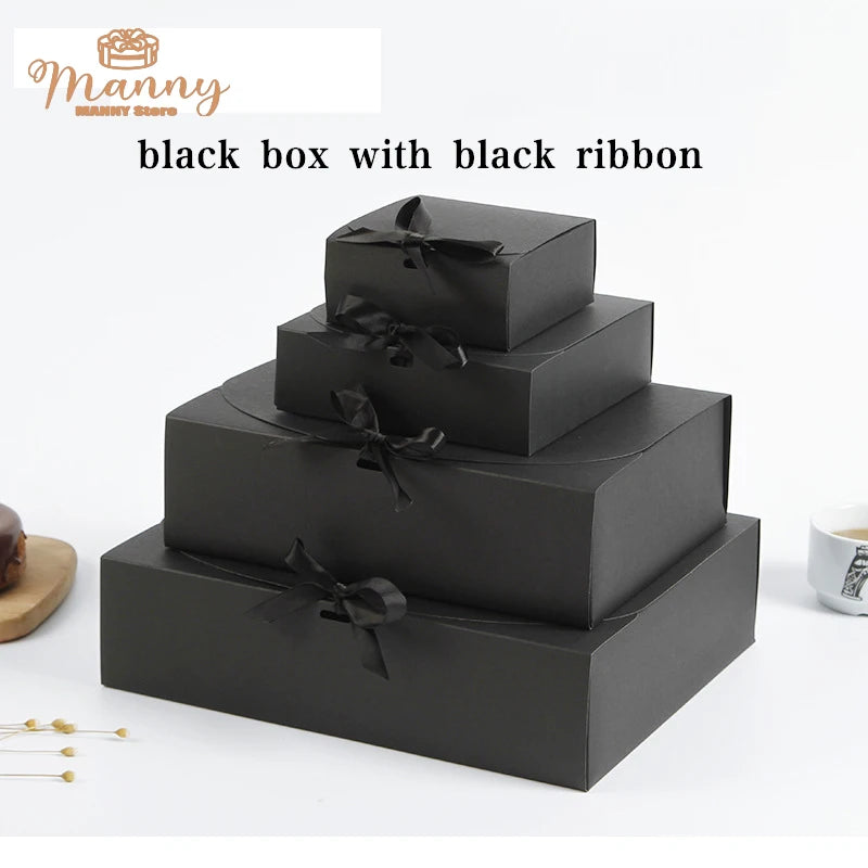 5pcs/10pcs/Lot black Colour Gift Box Small Gifts Packaging Box Blank Kraft paper Custom Sizes And Printed Logo Pattern