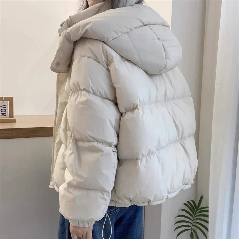 2024 New Winter Jacket Women Puffer Warm Parkas Female Long Sleeve Casual Cotton Padded Jacket Hooded Snow Wear Coat Outwear