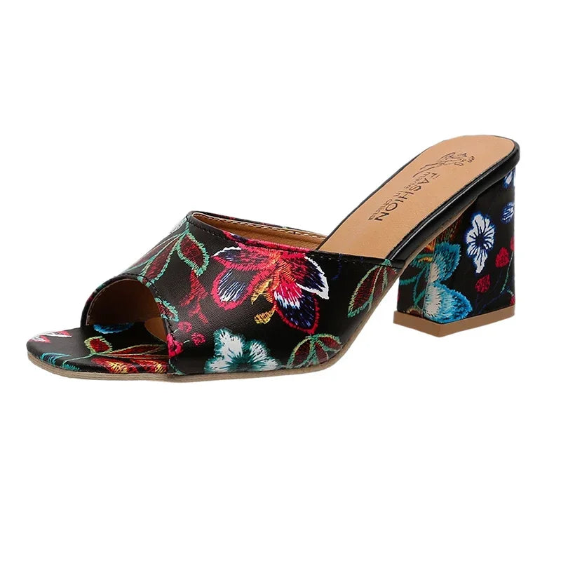 High Heels Women Slippers Chunky Fashion Sandals Designer New Shoes Slingback Flip Flops Dress Pumps Femme Slides