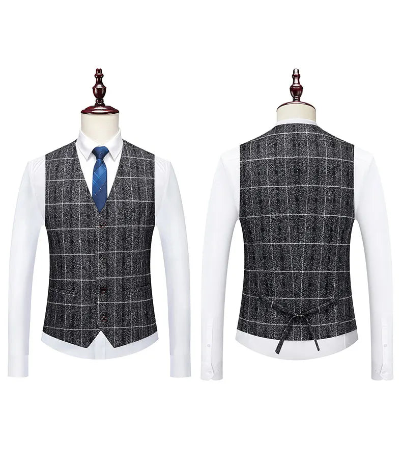 2024 Men's Suit One Button (suit + Vest + Trousers) Fashion Wedding Business Leisure Career Work Formal Three-piece Set M-5XL