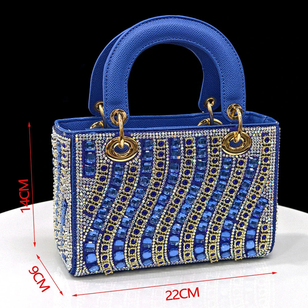 Women's Elegant Heels Rhinestone Handbag Set Italian Design for Weddings