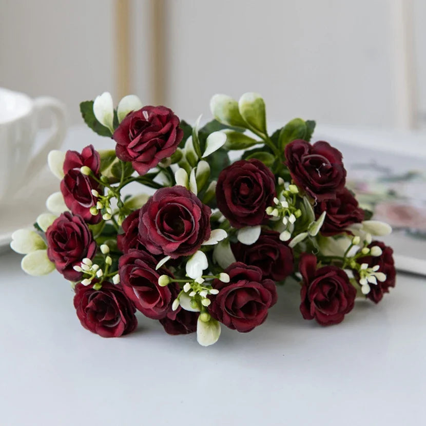 15 Head 5 Fork Silk Rose  Decoration