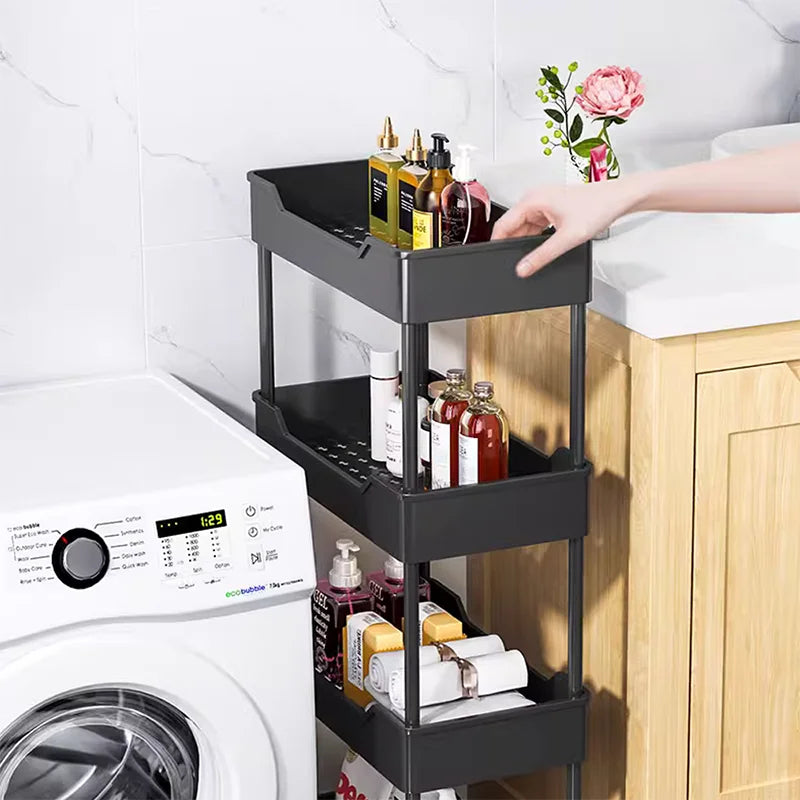 3/4 Tier Mobile Kitchen Organizer Cart With Wheels Rolling Cart Storage Shelf Trolley Bathroom Storage Rack Bar Cart