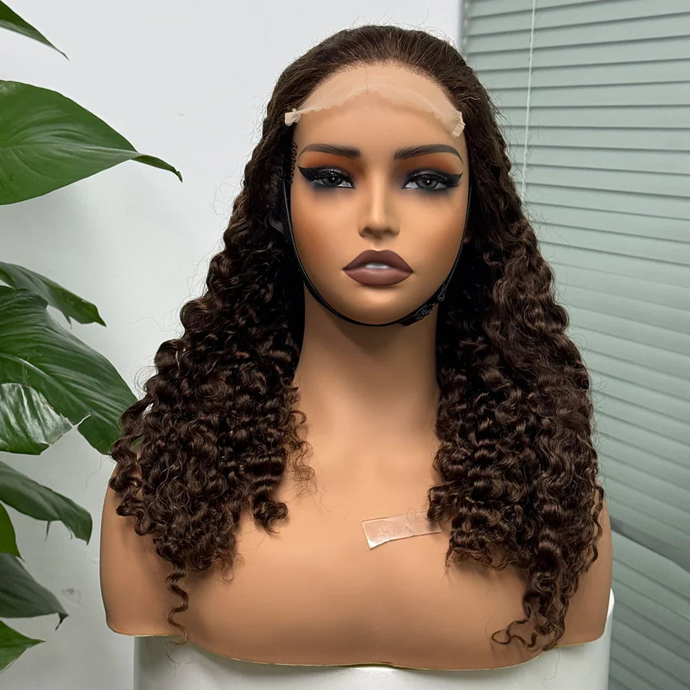 5x5 Lace 300% Density Burmese Deep Curly Hair Ombre Double Drawn Human Wig Transparent Lace Front