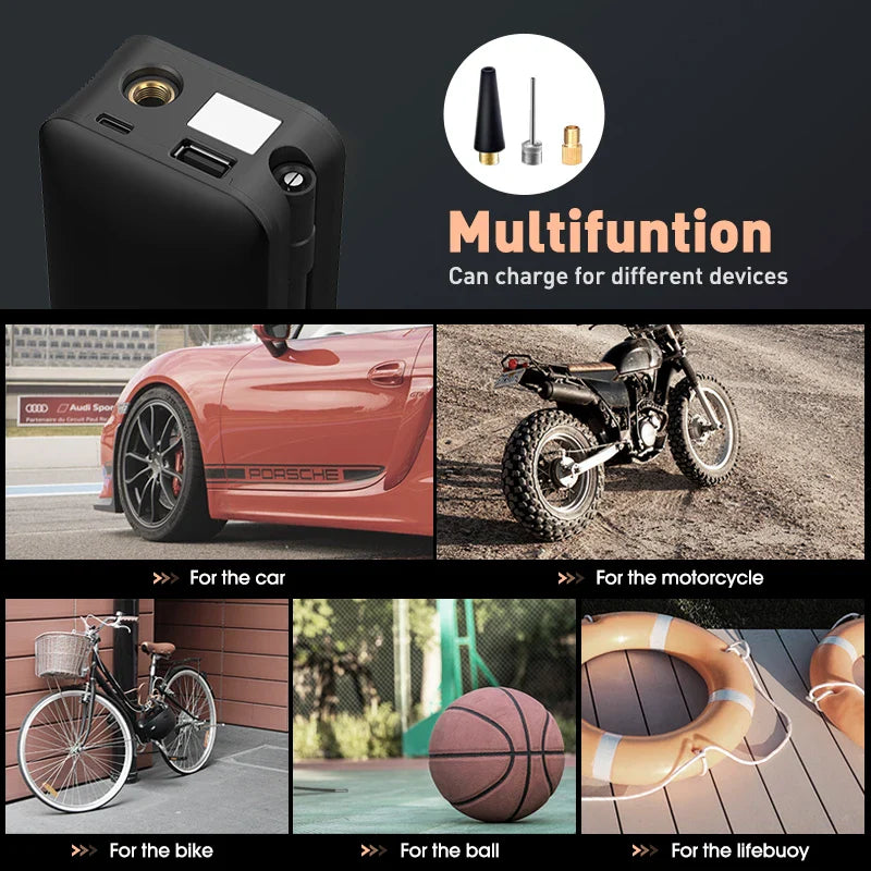 Rechargeable Air Pump Tire Inflator Portable Compressor Digital Cordless