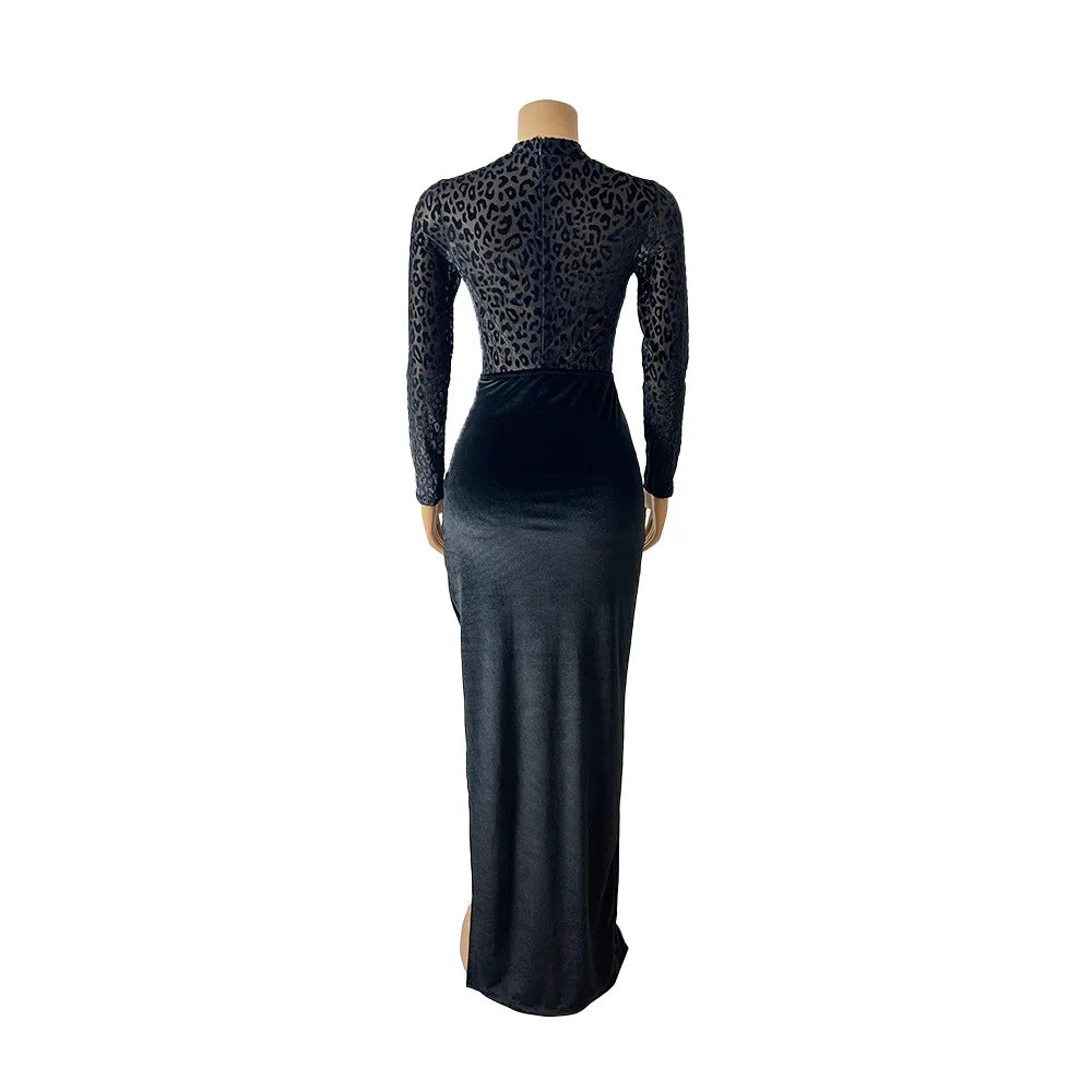 CM.YAYA Women's Set Leopard Velvet Long Sleeve Jumpsuits +Long Skirts 2025 Spring Streetwear Sexy Party Two 2 Piece Sets Outfits