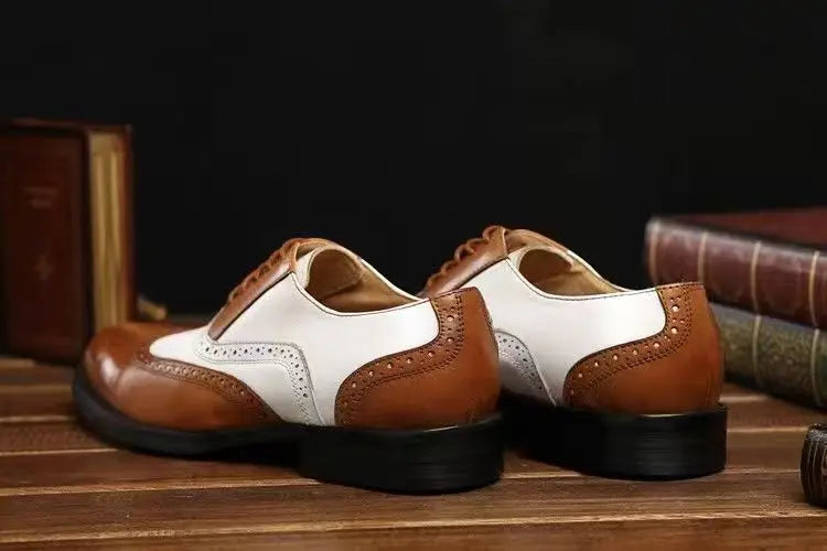 Men's Leather Shoes New Brogue Carved Large Size Shoes for Men Color Matching Quality Business Drive Men's Dress Leather Shoes