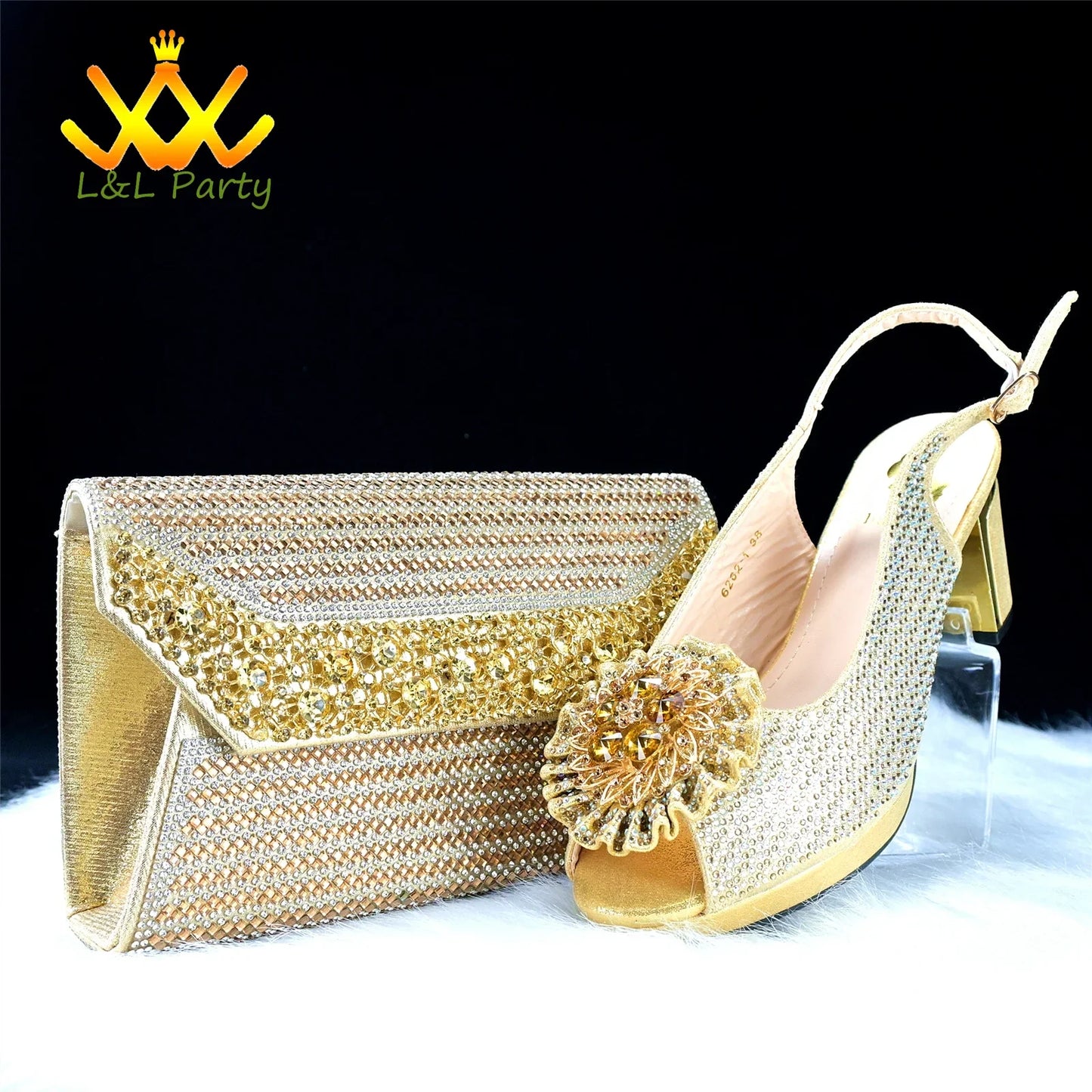 2025 Special New Arrivals Italian Women Shoes and Bag to Match in Green Color with Platform Shinning Crystal Sandal for Wedding