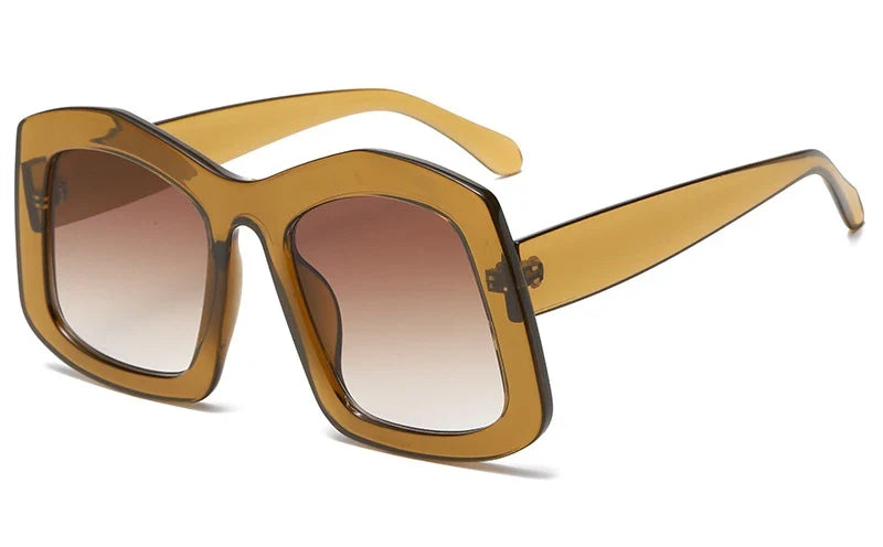 Retro Big Square Gradient Orange Sunglasses For Women New Fashion Luxury Designer Unique Oversized Ladies Sun Glasses Shades