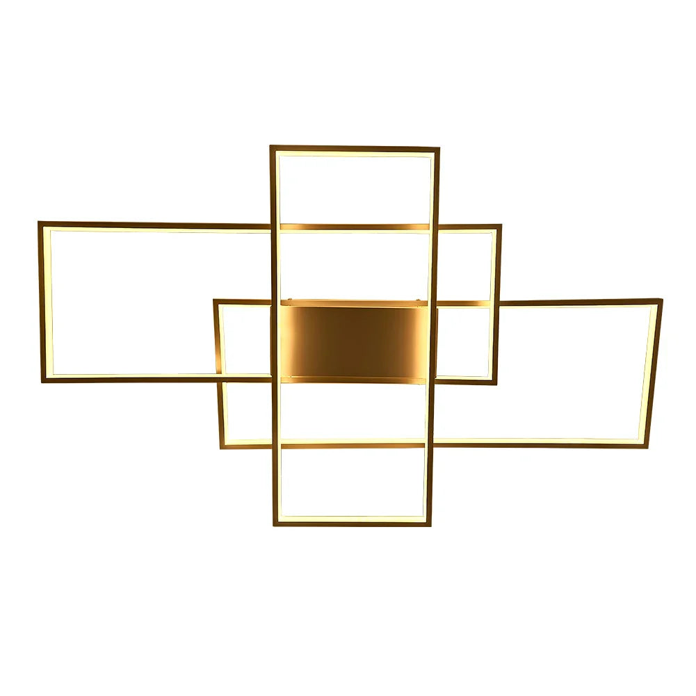KOMORE Neutral Style Rectangular LED Semi Flush Ceiling Light,  White / Stepless Dimming for Office, Living Room, Bedroom