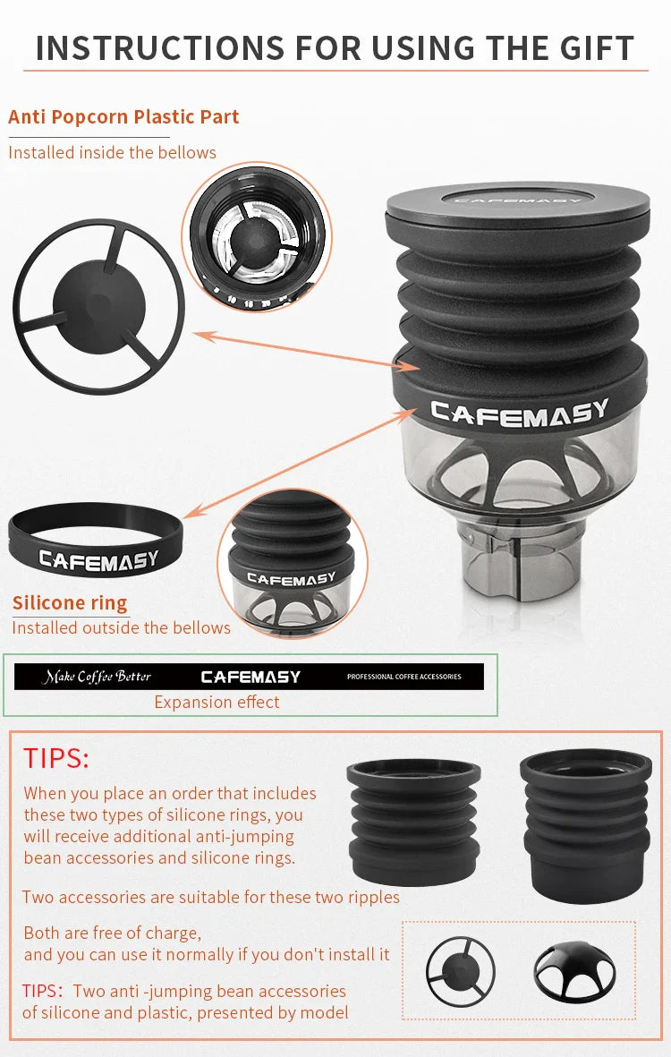Coffee Beans Grinder Single Dose Hopper and Bellows Coffee Grinder Bean Bin Blowing Cleaning Tool For Eureka Mignon Grinder