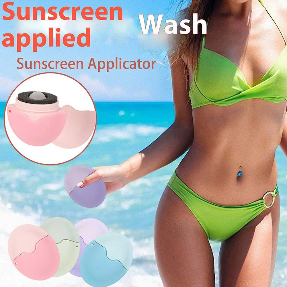 Sun Screen Applicator for Kids and Adults, Portable Refillable Applicator Roller With Replacement Sponge Sun Lotion Applicator