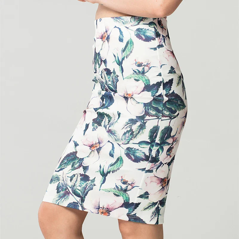 Summer Style Floral Print Midi Skirt Women Spring Pencil Skirt