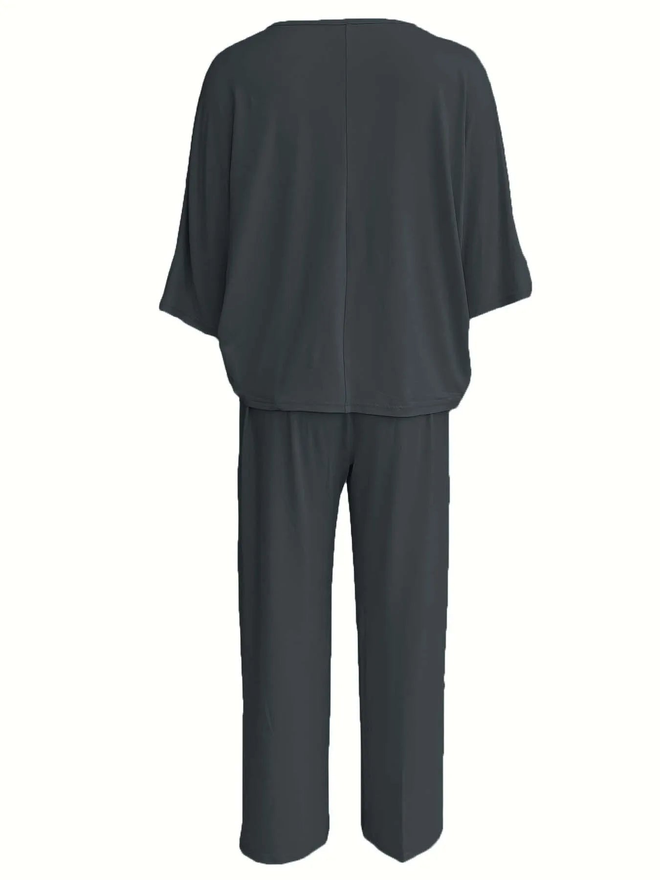 Cross border Europe and America 2025V collar bat sleeve casual loose wide leg pants set for women