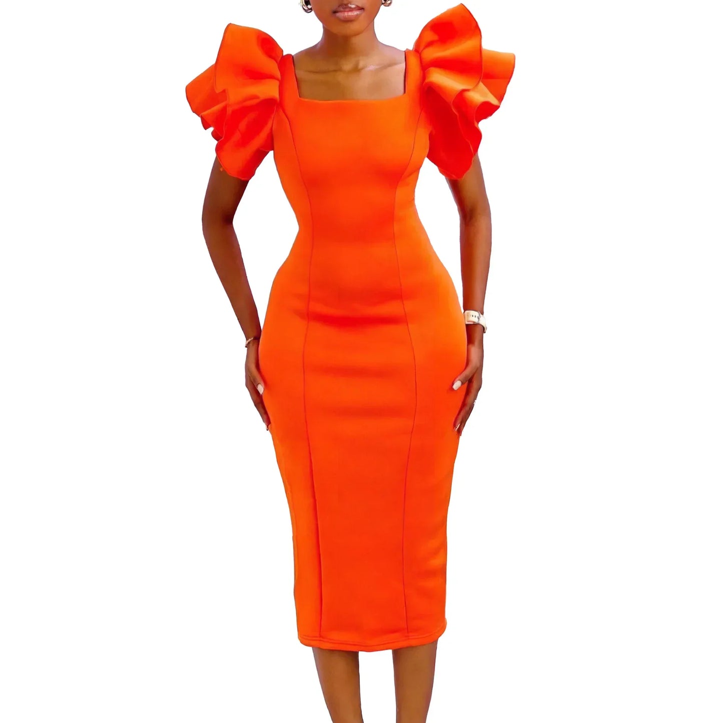 Africa Clothing African Party Evening Dresses for Women Summer Elegant African Square Collar Short Sleeve Bodycon Dress Outfits