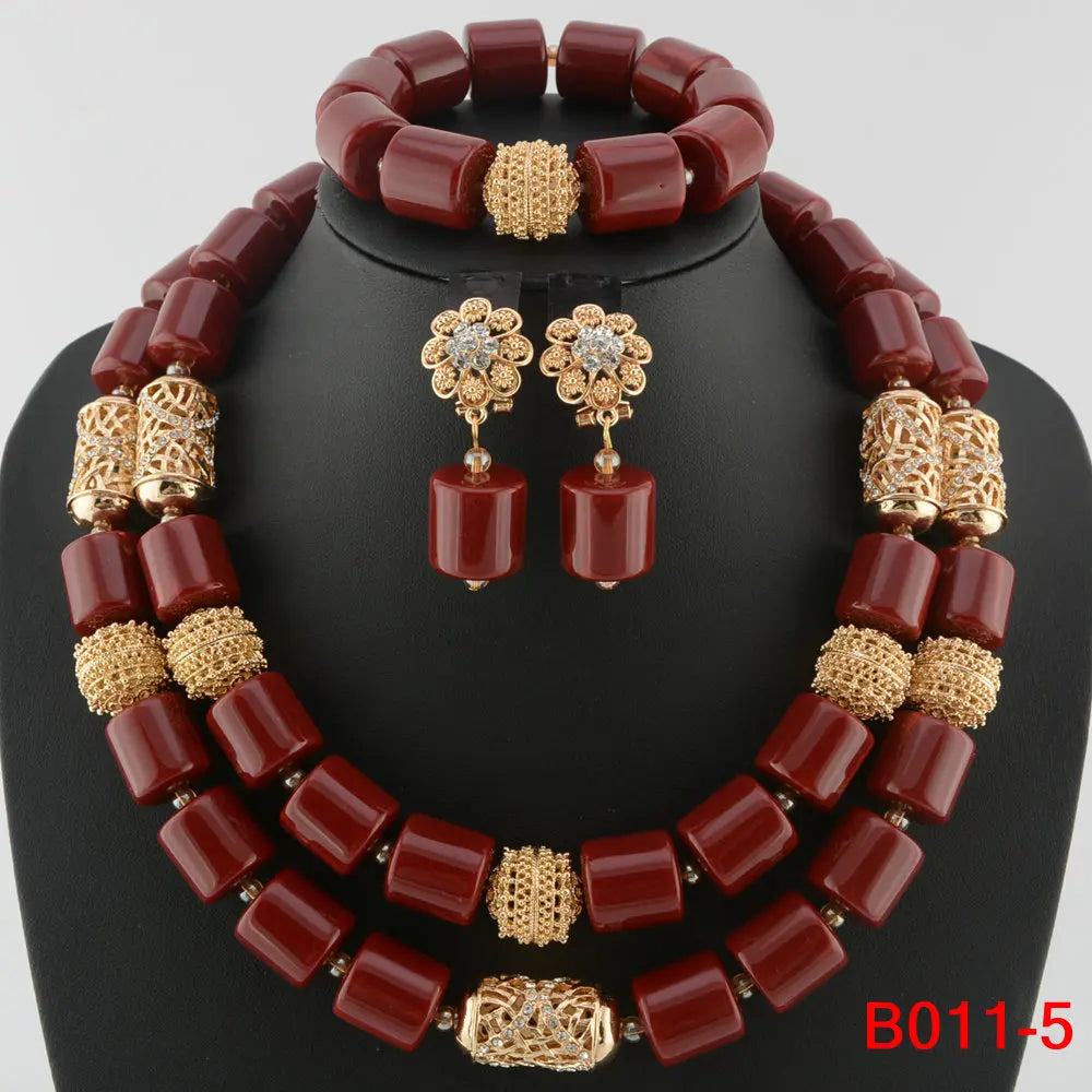 Latest African Wedding Resin Beads Fashion African Beads Jewelry Sets Hot Nigerian Wedding African Beads Jewelry Set
