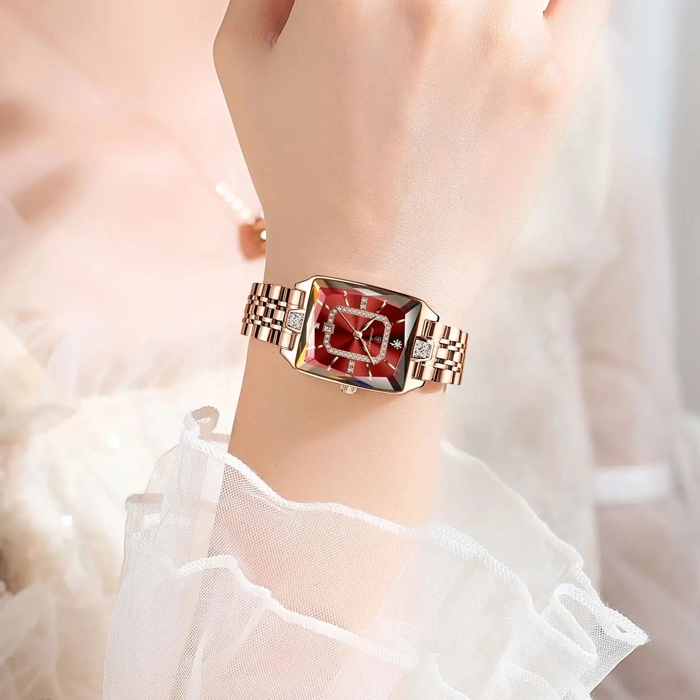 POEDAGAR Luxury Elegant Watch For Woman Date Waterproof Rectangle Ladies Watch Stainless Steel Quartz Women Watches Female Reloj