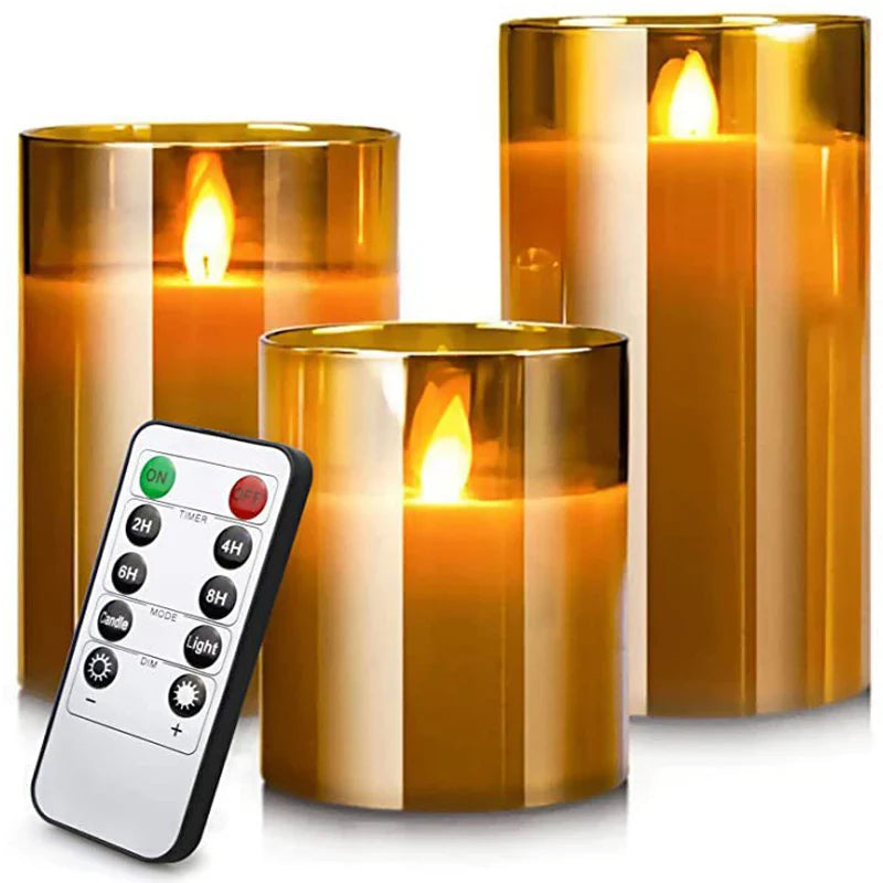 LED Glass Candle Full Set Remote Control Timer for Christmas Wedding