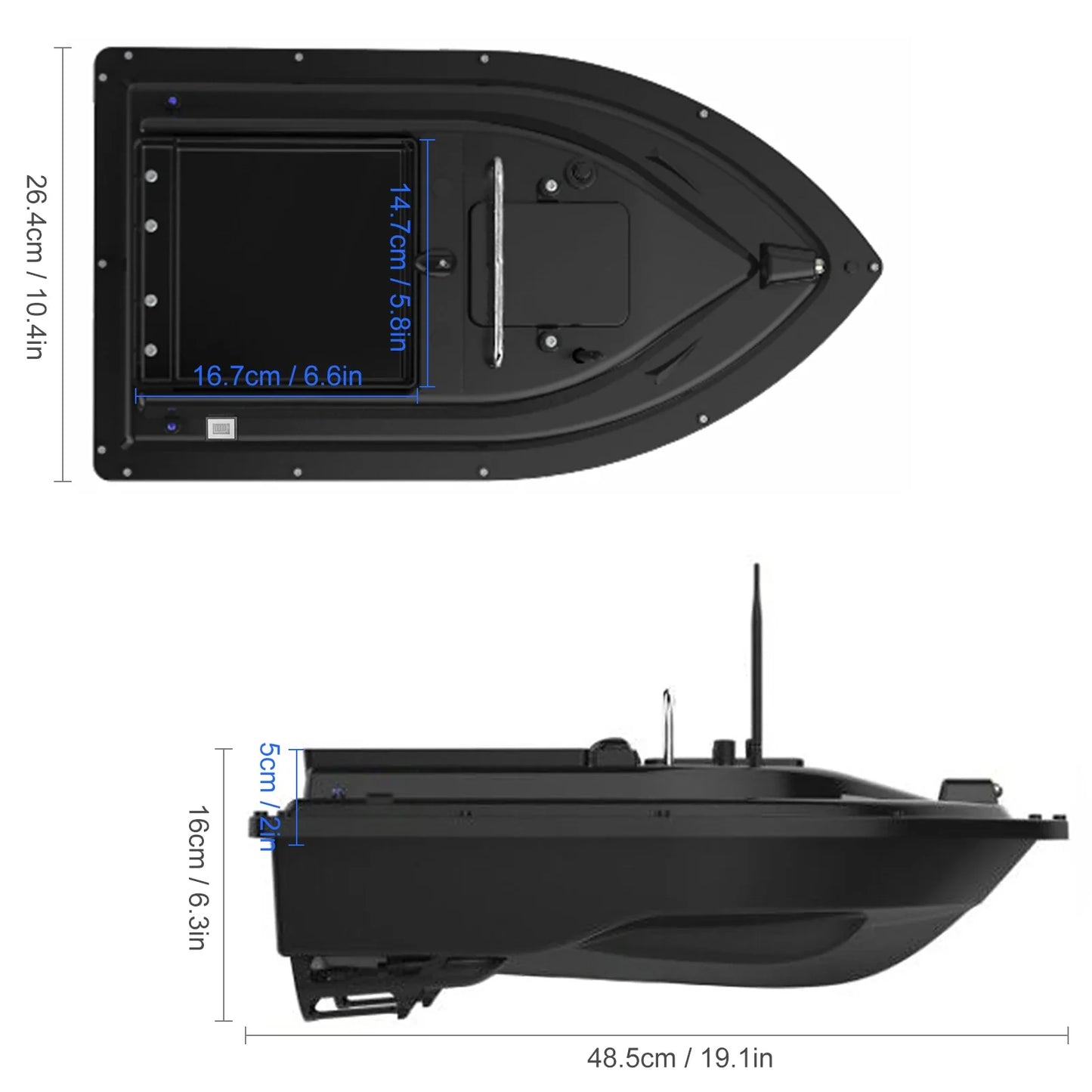 D16 Fishing Bait Boat with Large Bait Container Automatic Bait Boat with 400-500M  For OutdoorRemote Range 10000mAh/5200mAh