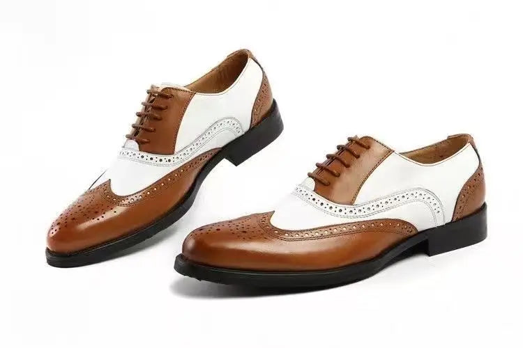 Men's Leather Shoes New Brogue Carved Large Size Shoes for Men Color Matching Quality Business Drive Men's Dress Leather Shoes