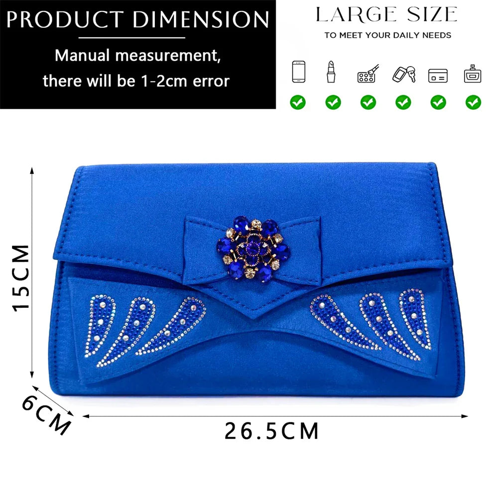 Venus Chan-Italian Shoes and Bags Matching Set for Women Bow Rhinestones Peep Toe High Heels Purple Color Nigerian Party 2024