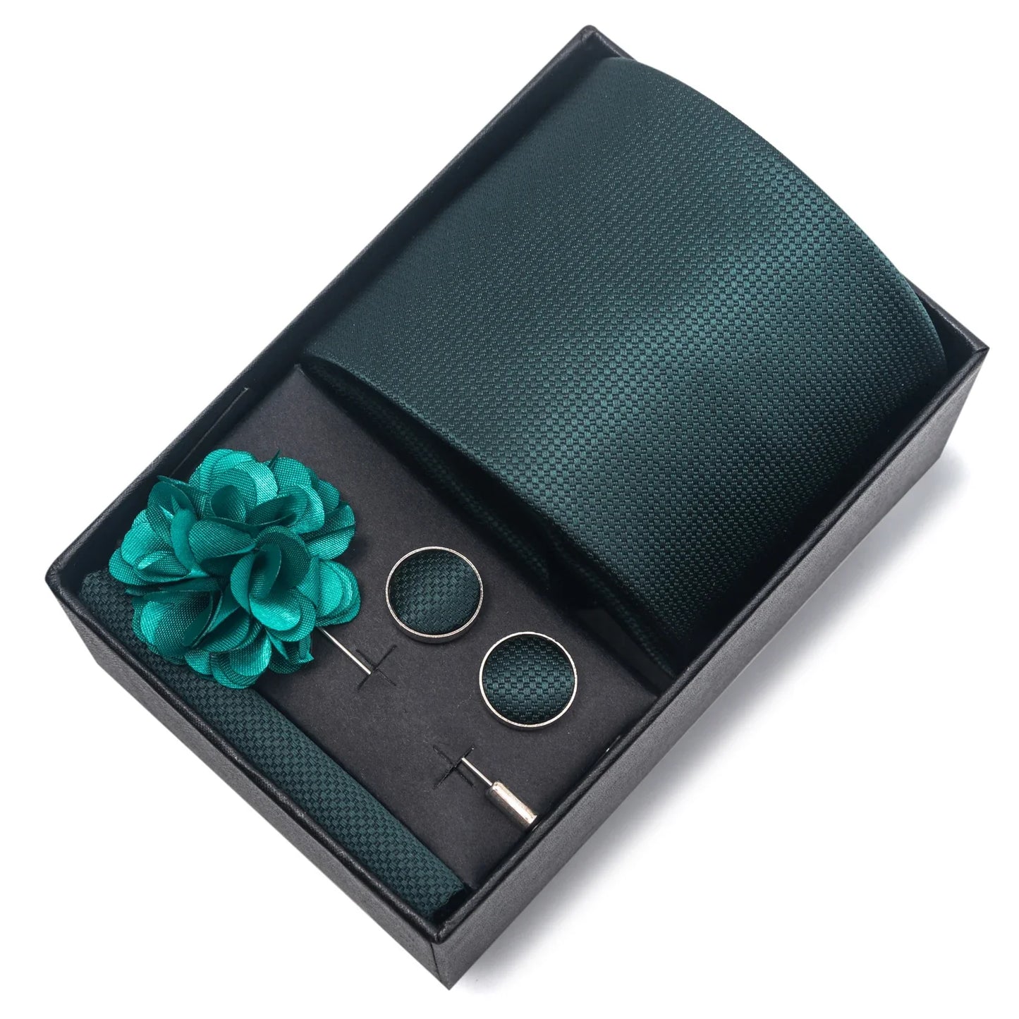 Top Grade Fashion 8 cm Wide Tie Sets Blue Stripe Men's Gravata Handkerchief Cufflink Box Fit Group Workplace Wedding Tie
