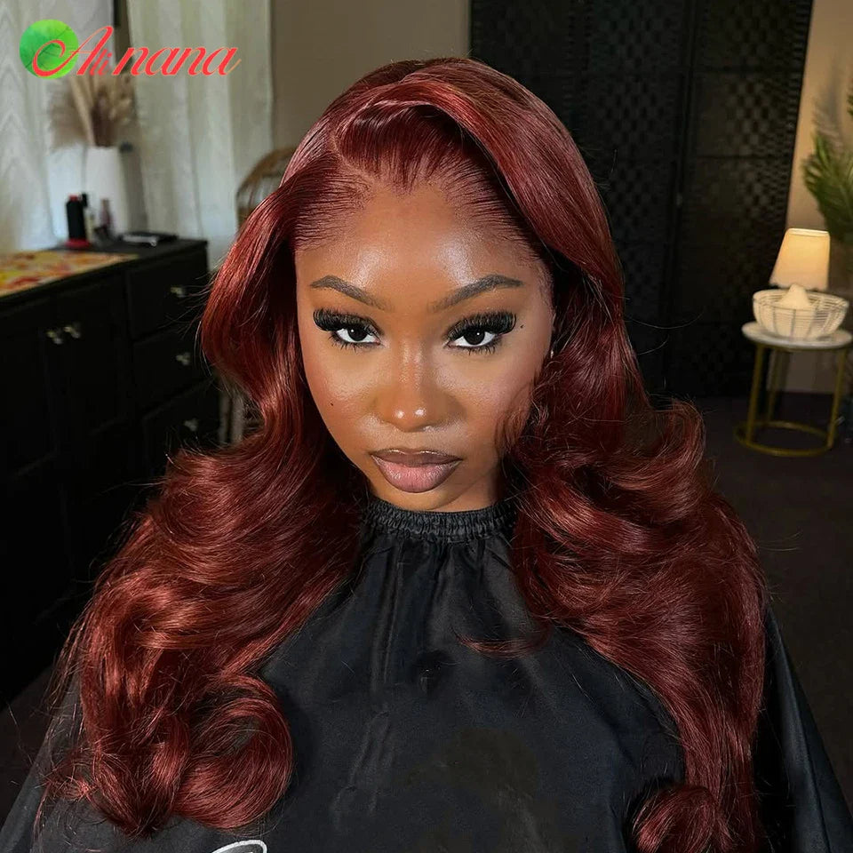 Brazilian Reddish Brown 13x4 13x6 HD Lace Front Wigs Body Wave Human Hair Copper Red 200%Density Lace Frontal Wig Long 34 36Inch