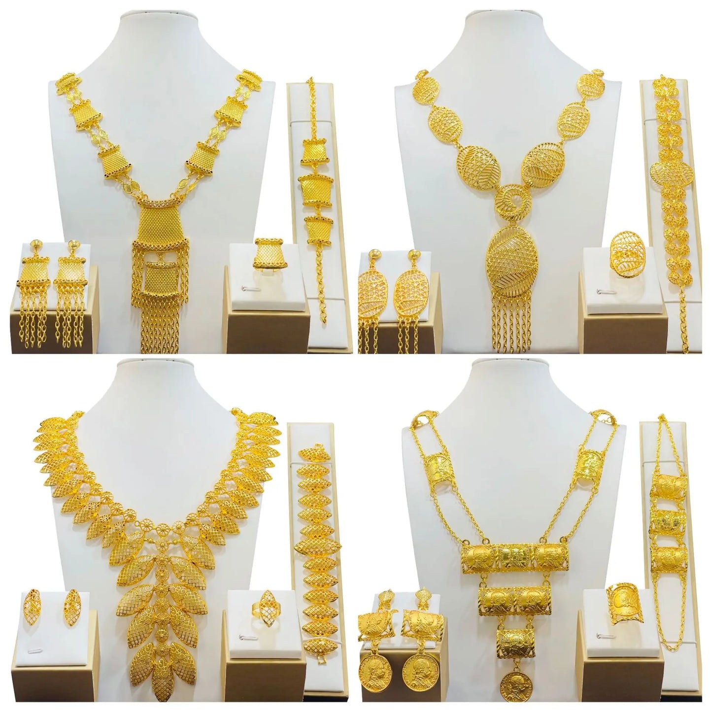 Dubai Necklace Earrings For Women Wedding 24k Gold Plated African Jwellery Bridesmaid Party Gift  Bridal Dubai Jewelry Sets