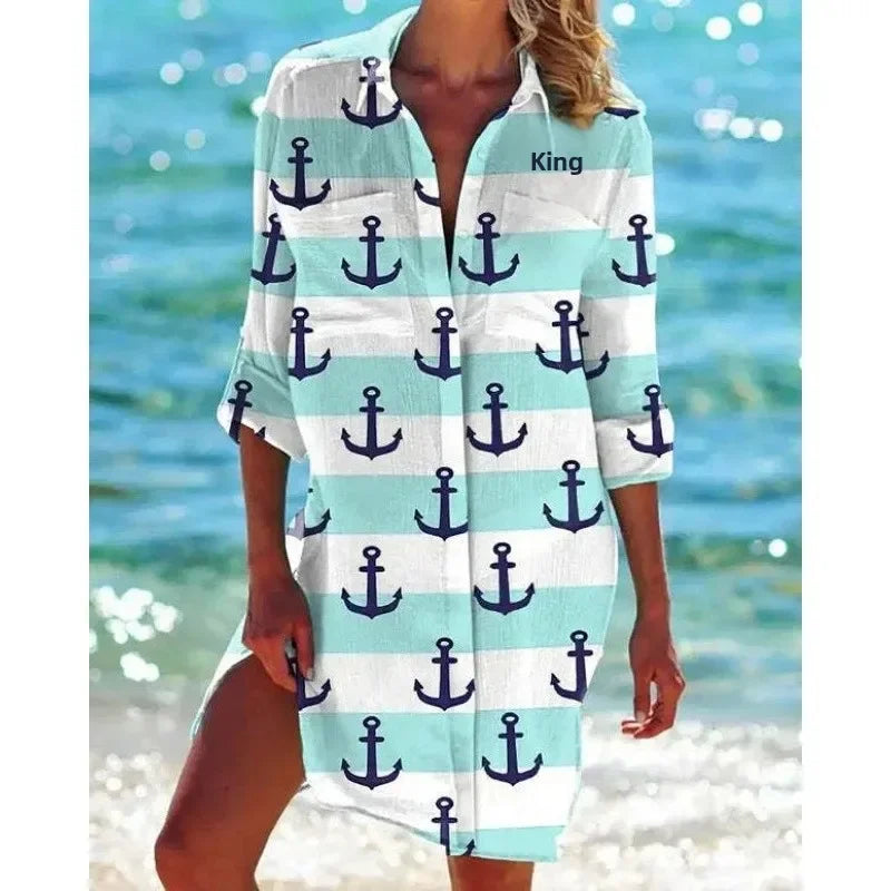 3.Boho Style Summer Cover-Up – Women's Tropical Print Beach Blouse Selection