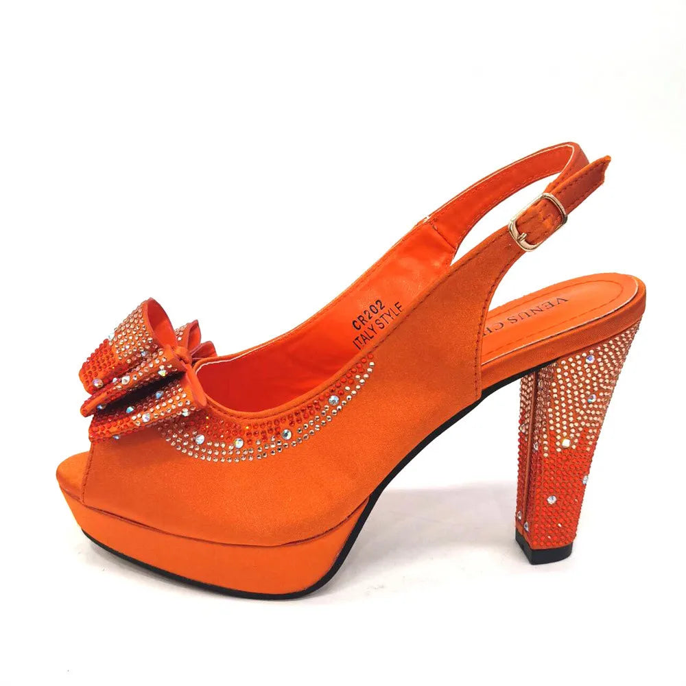High Quality 2024 Newst Hot Selling Pointed Toe Slingback Sandals with Bag Set in Coffee Color For Women Wedding Party