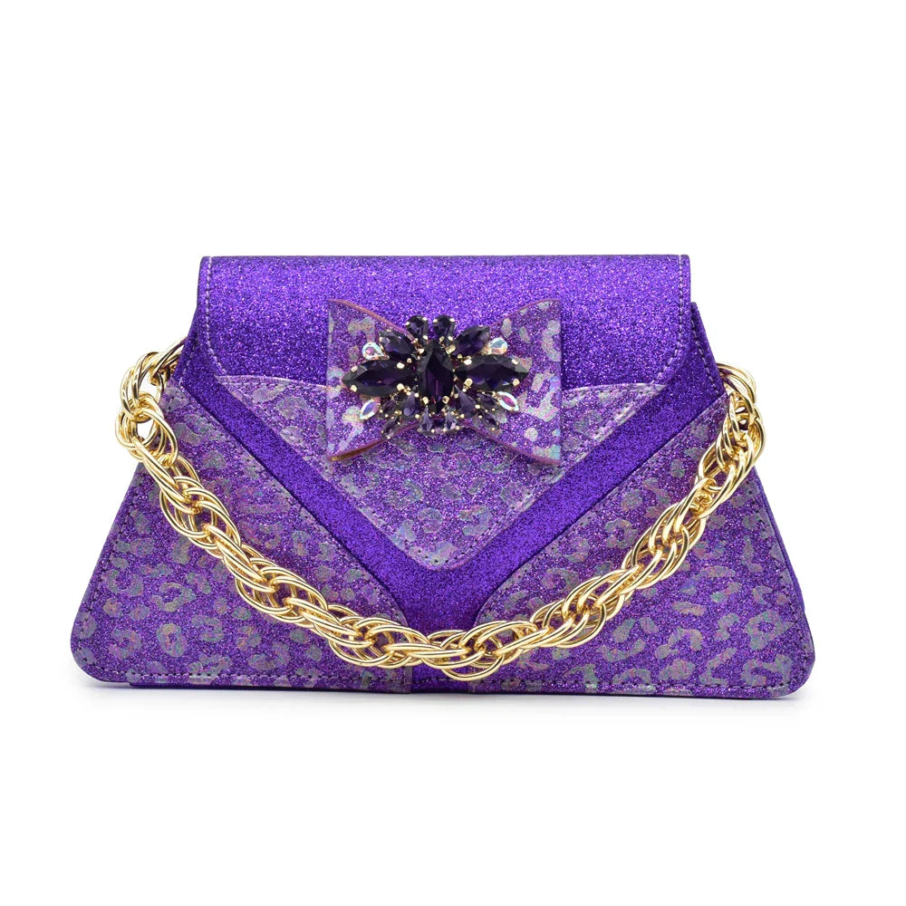 Newest Arrival Purple Color Peep Toe Women Sandals Shoes Matching Bag Set for Ladies Wedding Party Pumps Designer Shoes and Bag
