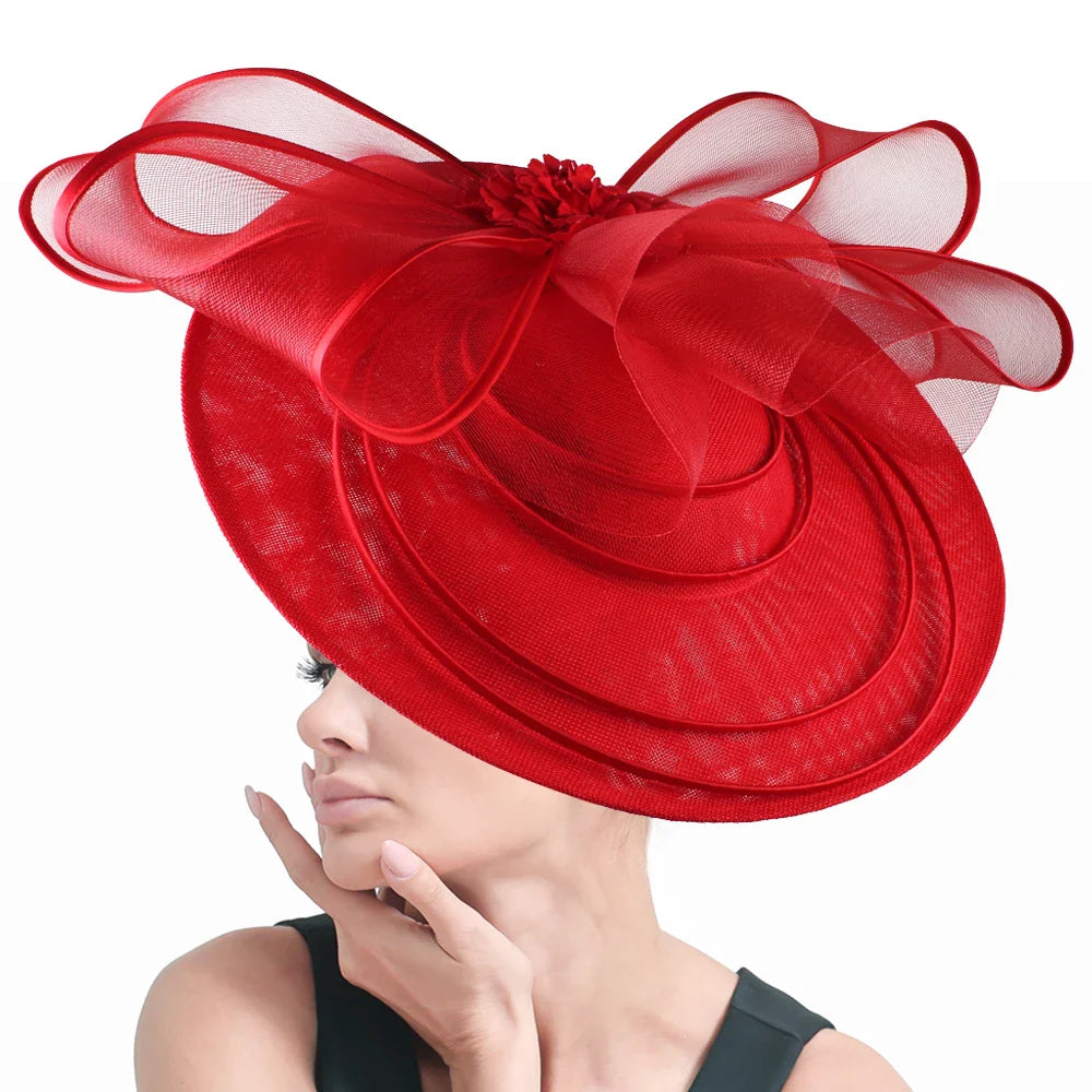 Eegant Wedding Big Size Fascinator Hat Women Flower Multimodal Hair Top Clips Hat Ladies Cocktail Church Party Hairdress