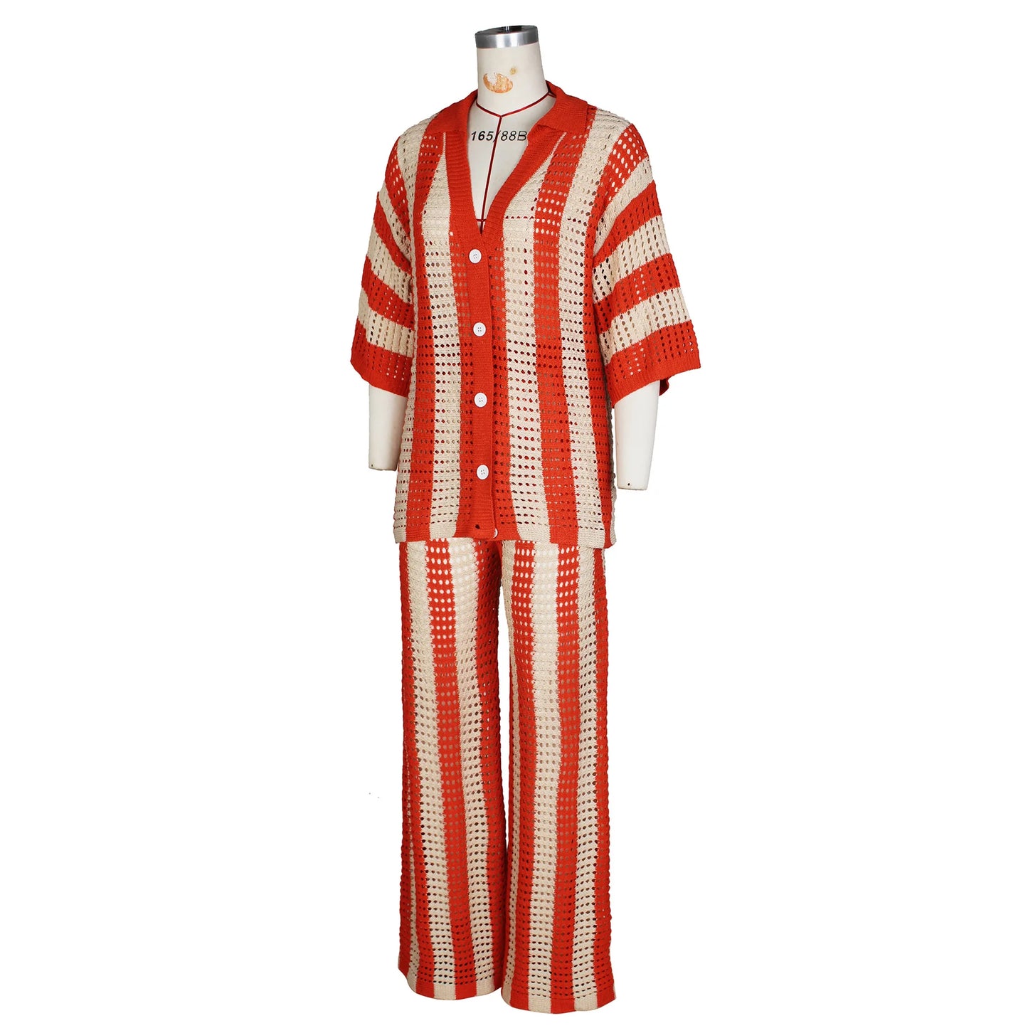CM.YAYA Knit Ribbon Women's Set Short Sleeve Shirts and Wide Leg Pants 2024 Summer Beach Two 2 Piece Sets Outfits Tracksuit