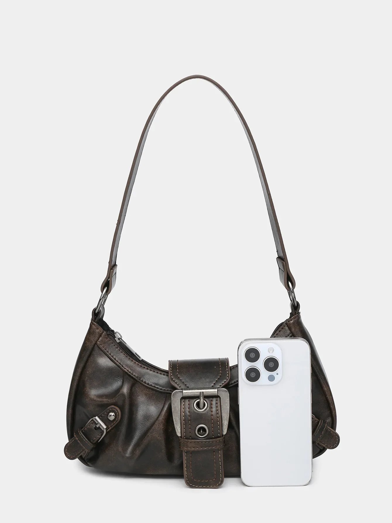 Hot Selling Maillard-Style Retro Small Bag Spicy Girl Y2K Wasteland-style Vintage Leather Shoulder Armpit Bag 2025