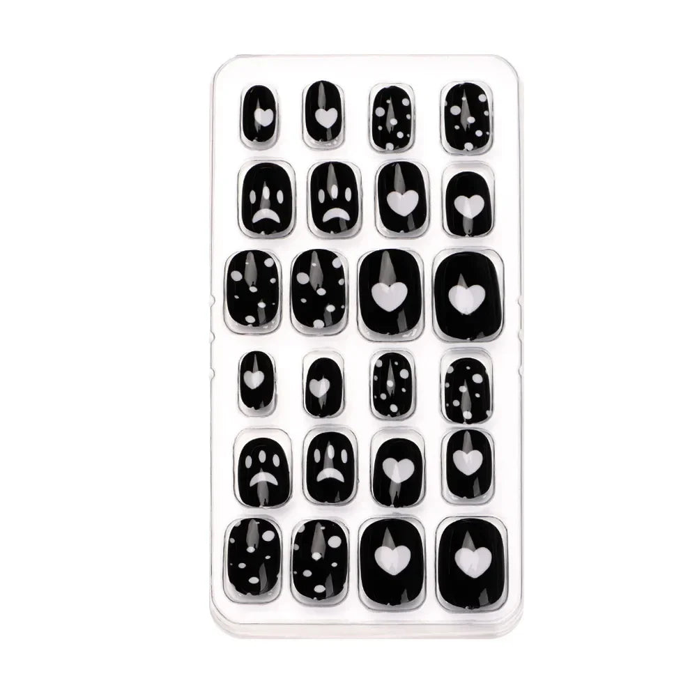 24Pcs/Set Kids Candy Flower Cute Fake Nails Detachable Full Cover False Nails Press On Nails Children Girls Nail Decoration Gift