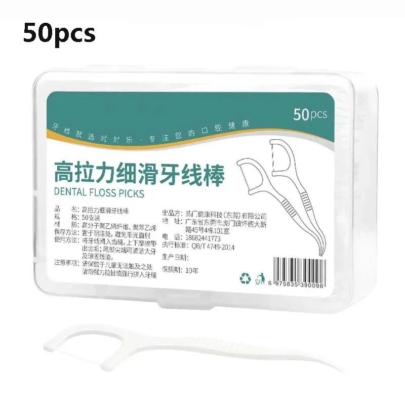 1/2/5/10 Box Portable Disposable Dental Floss Plastic Toothpick High-tension Dental Floss Stick Dental Floss Box ﻿Oral Care