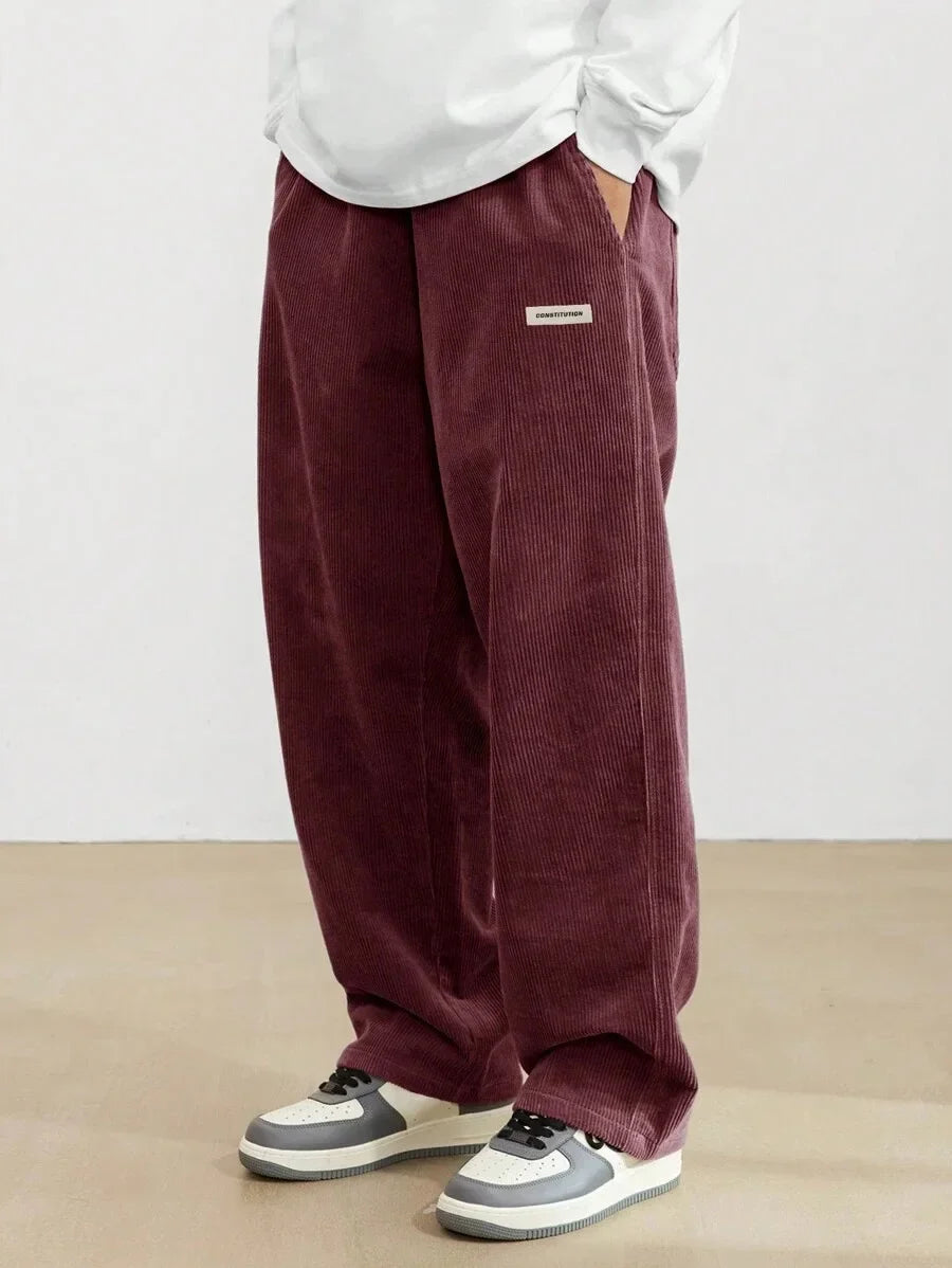 Men’s Corduroy Loose Fit Pants – Elastic Waist