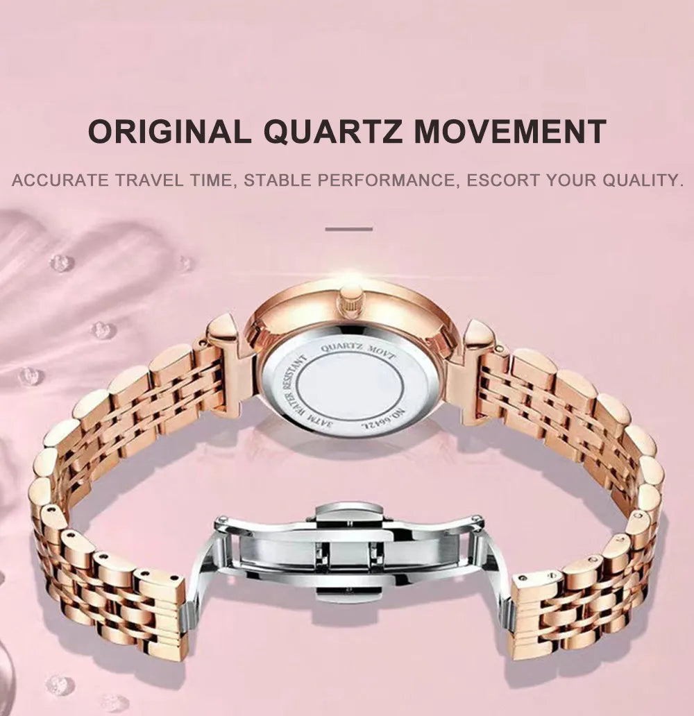 Luxury Elegant Ladies Wristwatch Waterproof Stainless Steel Watch for Woman Simple Casual Dress Women's Quartz Watches