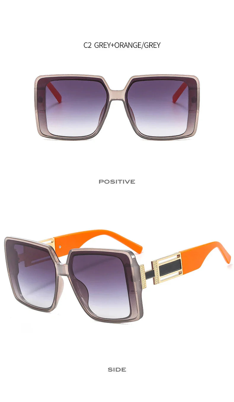 Fashion Brand Square Sunglasses For Woman Luxury Oversized Gradient Shades Sun Glasses Female Elegant Green Big Frame Eyewear