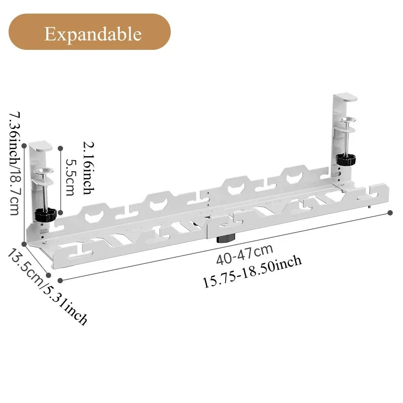 Telescopic Under Desk Cable Management Tray –  Storage Rack