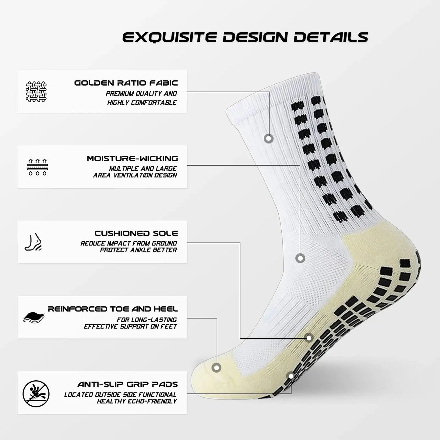4 Pairs of Sports Socks Football Socks Men's Mid-calf Socks Breathable Silicone Anti-slip Dot Socks Basketball Yoga Socks